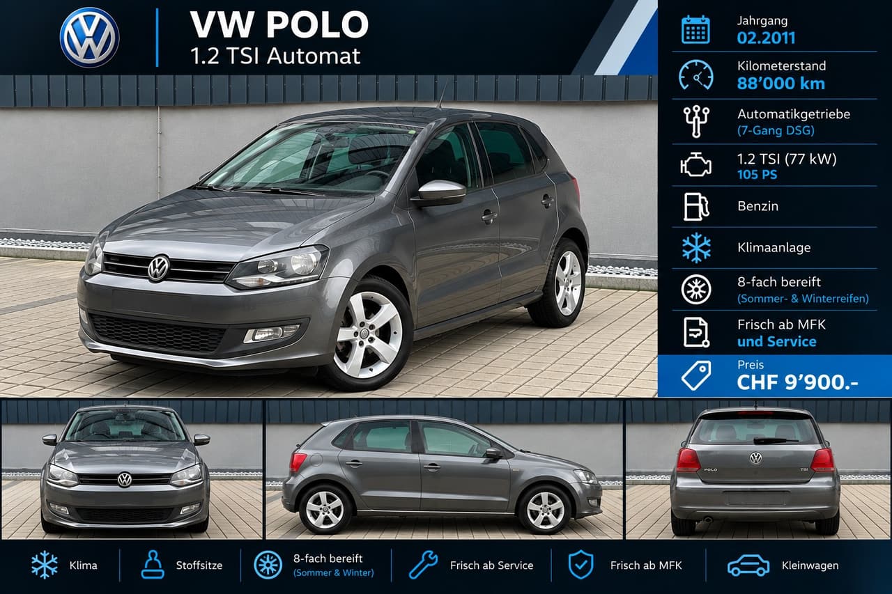 VW Polo 1.2 TSI Team DSG 88’000 km – frisch ab MFK & Service – Steuerkette neu